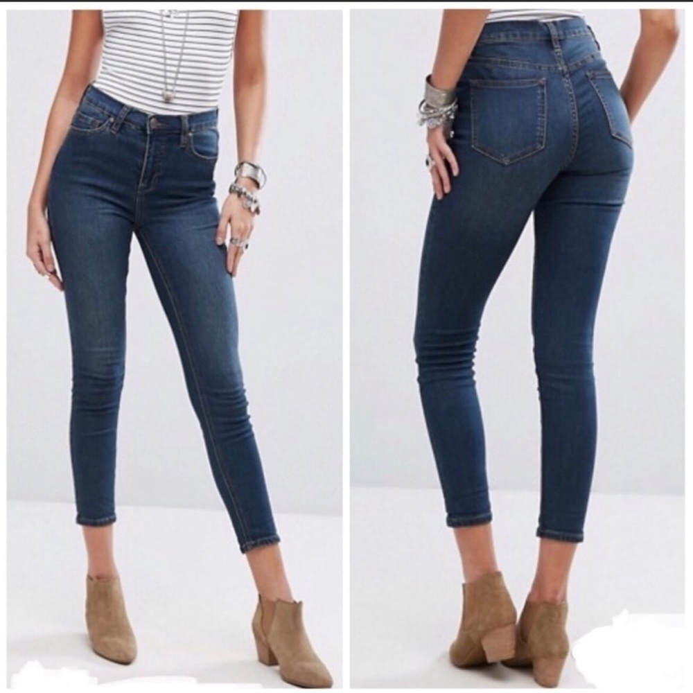 Free People Dark Wash High Rise Skinny Jeans Size 31